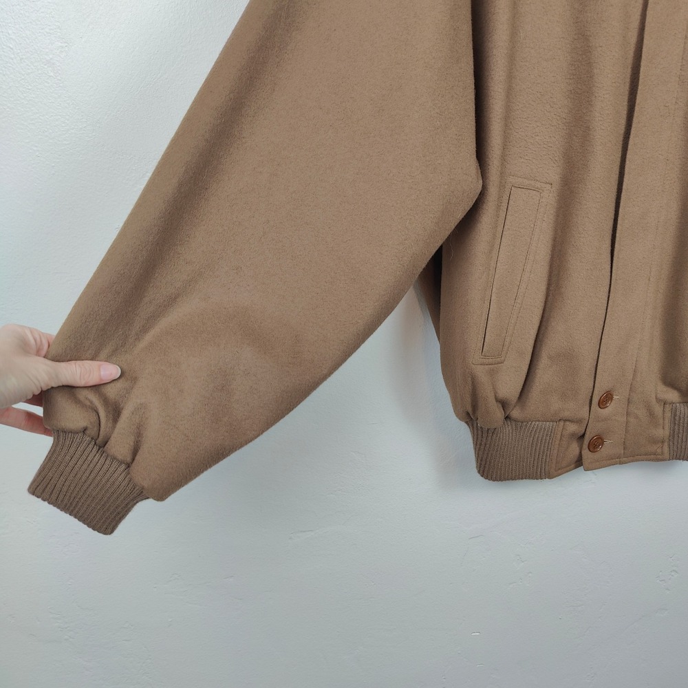 Vintage 90s Pierluigi Della Spina Jacket Mens Large Tan Wool Cashmere Bomber - Picture 3 of 11